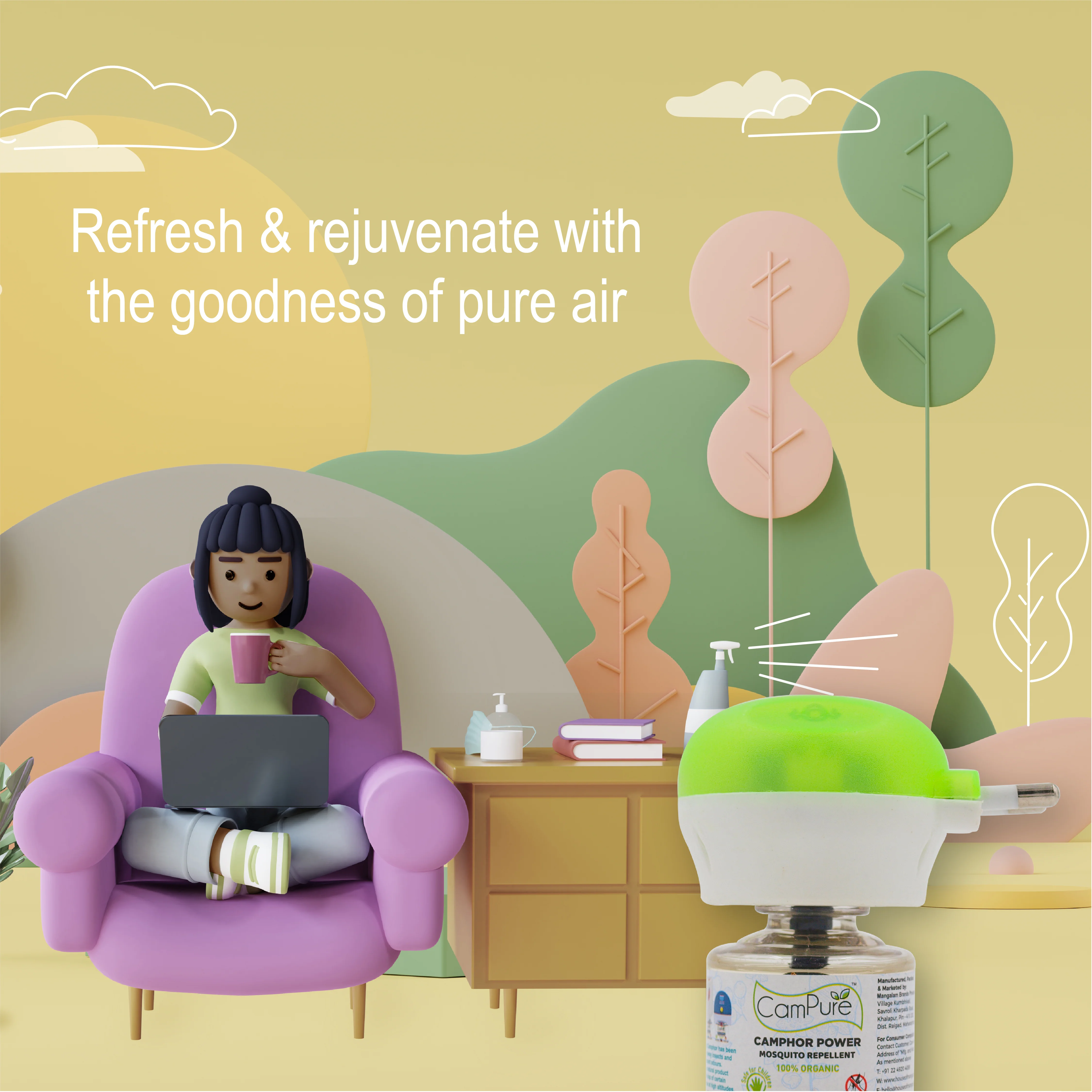 Camphor Mosquito Repellent + Machine - Image 4